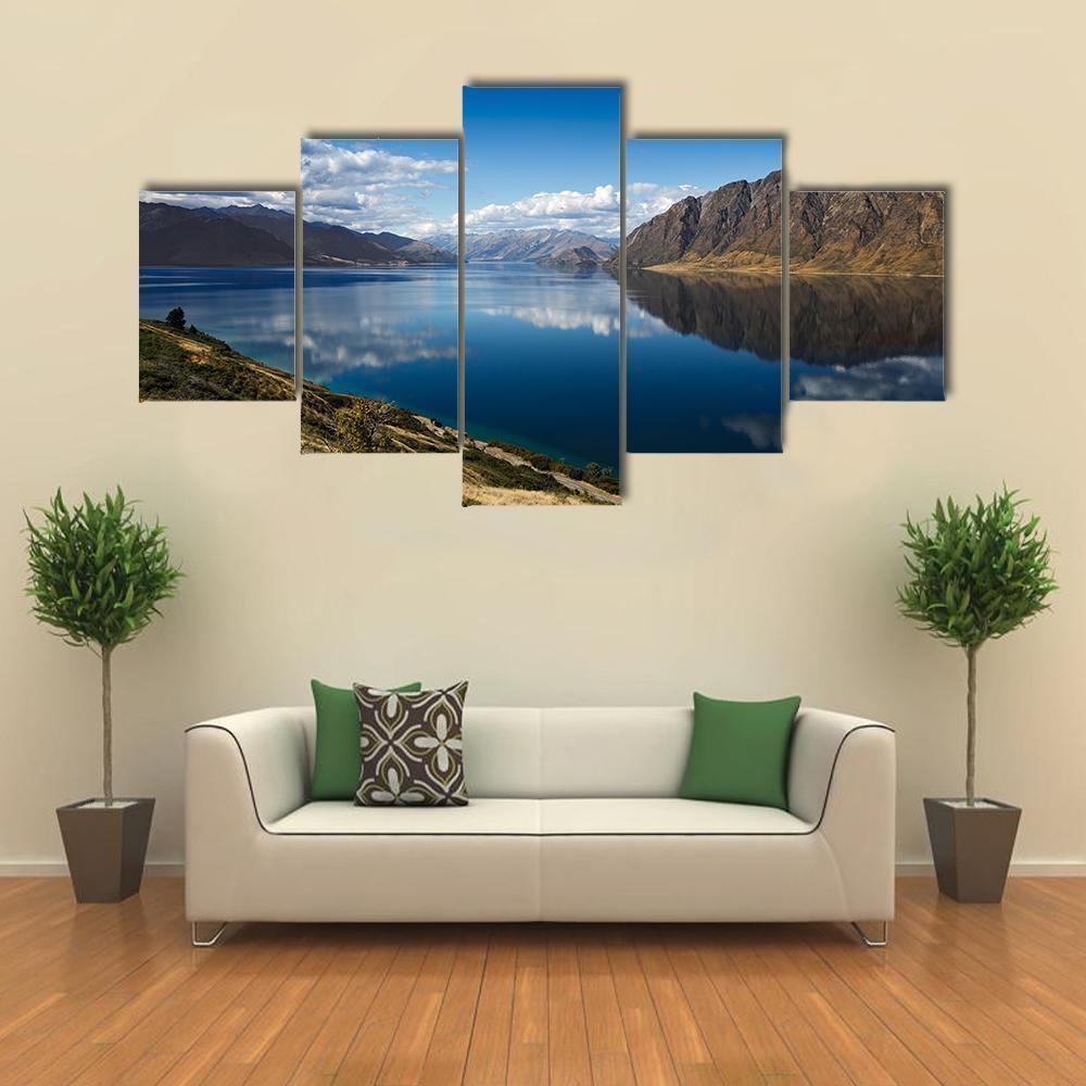 View Of Lake Hawea Canvas Wall Art-5 Star-Gallery Wrap-62" x 32"-Tiaracle