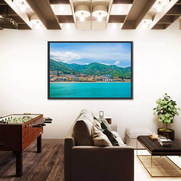 View Of Lake In Sicilian City Cefalu Canvas Wall Art-3 Horizontal-Gallery Wrap-25" x 16"-Tiaracle
