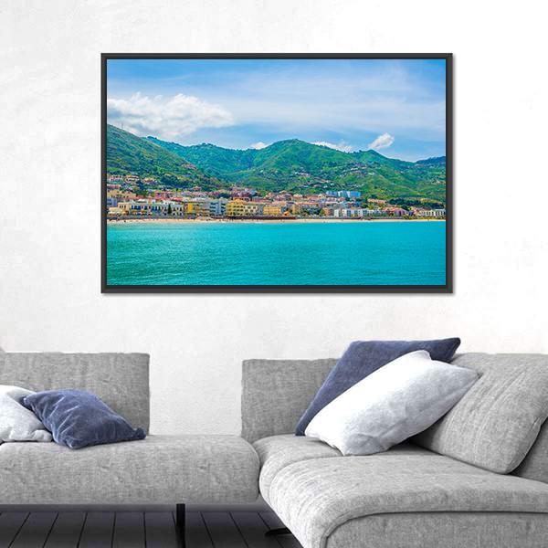 View Of Lake In Sicilian City Cefalu Canvas Wall Art-3 Horizontal-Gallery Wrap-25" x 16"-Tiaracle