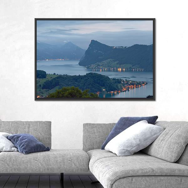 View Of Lake Lucerne In Switzerland Panoramic Canvas Wall Art-1 Piece-36" x 12"-Tiaracle