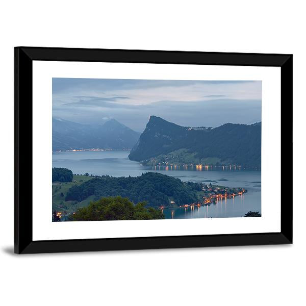 View Of Lake Lucerne In Switzerland Panoramic Canvas Wall Art-1 Piece-36" x 12"-Tiaracle
