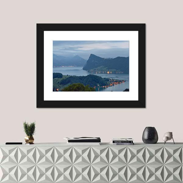 View Of Lake Lucerne In Switzerland Panoramic Canvas Wall Art-1 Piece-36" x 12"-Tiaracle