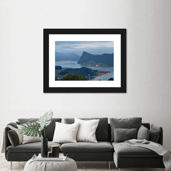 View Of Lake Lucerne In Switzerland Panoramic Canvas Wall Art-1 Piece-36" x 12"-Tiaracle