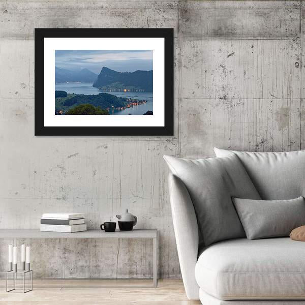 View Of Lake Lucerne In Switzerland Panoramic Canvas Wall Art-1 Piece-36" x 12"-Tiaracle