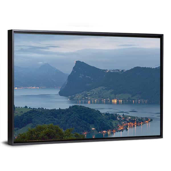 View Of Lake Lucerne In Switzerland Panoramic Canvas Wall Art-1 Piece-36" x 12"-Tiaracle