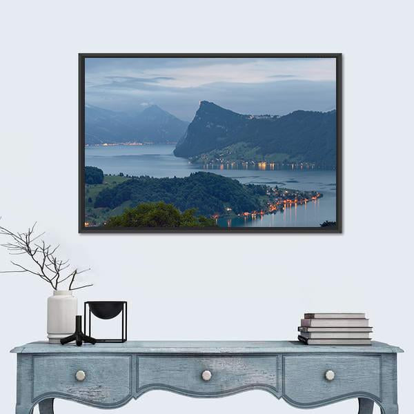 View Of Lake Lucerne In Switzerland Panoramic Canvas Wall Art-1 Piece-36" x 12"-Tiaracle