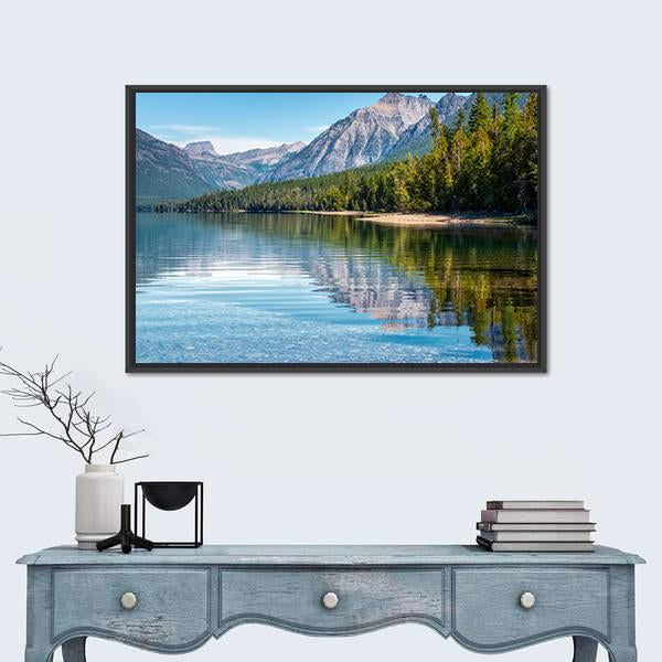 View Of Lake McDonald Canvas Wall Art-1 Piece-Floating Frame-24" x 16"-Tiaracle