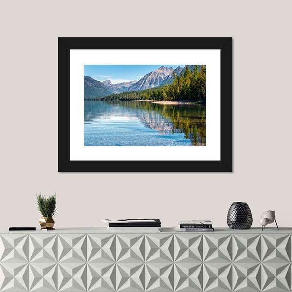 View Of Lake McDonald Canvas Wall Art-1 Piece-Framed Print-20" x 16"-Tiaracle