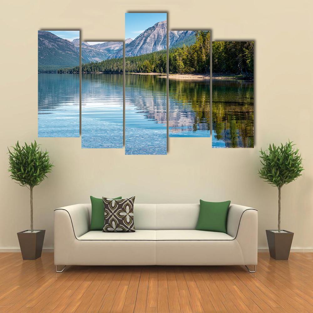 View Of Lake McDonald Canvas Wall Art-5 Pop-Gallery Wrap-47" x 32"-Tiaracle