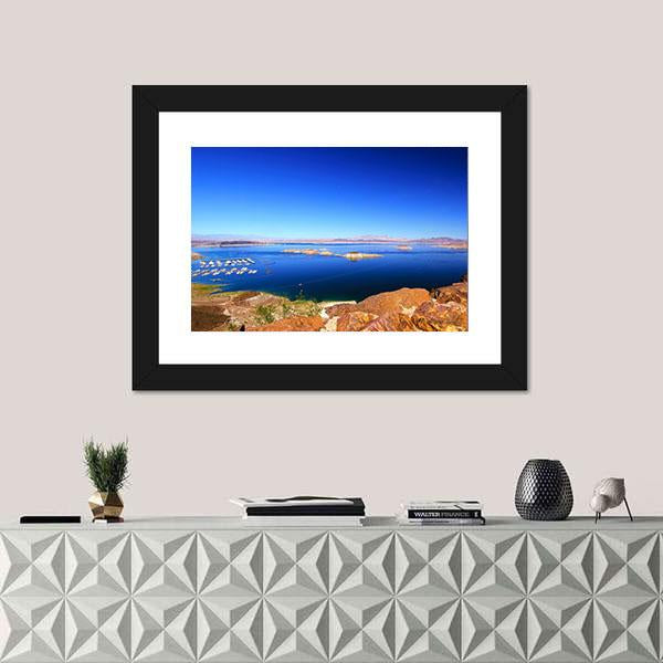 View Of Lake Mead Canvas Wall Art-1 Piece-Framed Print-20" x 16"-Tiaracle
