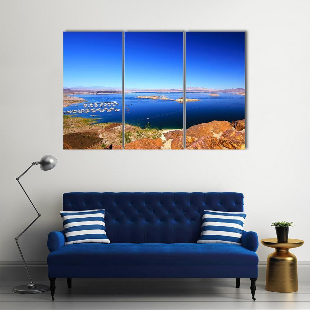 View Of Lake Mead Canvas Wall Art-3 Horizontal-Gallery Wrap-37" x 24"-Tiaracle