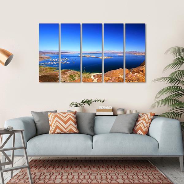 View Of Lake Mead Canvas Wall Art-5 Horizontal-Gallery Wrap-22" x 12"-Tiaracle