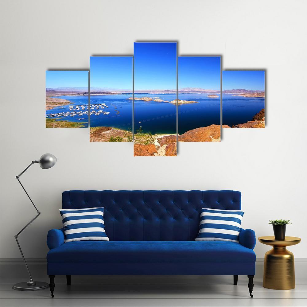View Of Lake Mead Canvas Wall Art-5 Star-Gallery Wrap-62" x 32"-Tiaracle