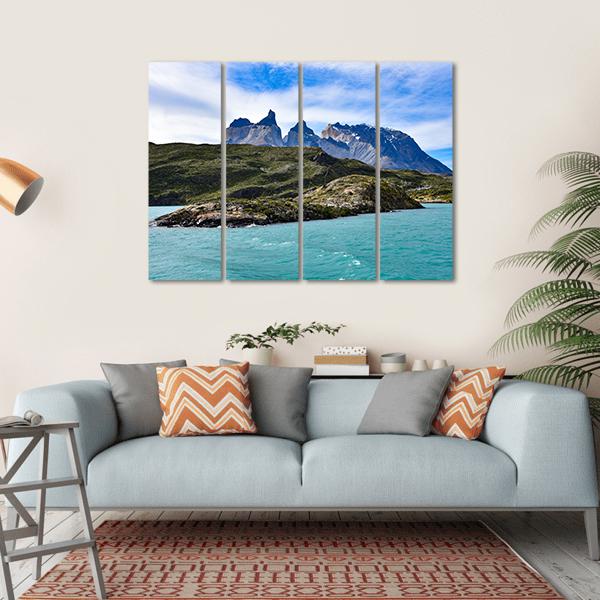 View Of Lake Pehoe Canvas Wall Art-4 Horizontal-Gallery Wrap-34" x 24"-Tiaracle