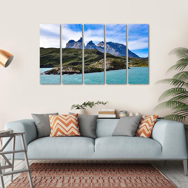 View Of Lake Pehoe Canvas Wall Art-5 Horizontal-Gallery Wrap-22" x 12"-Tiaracle