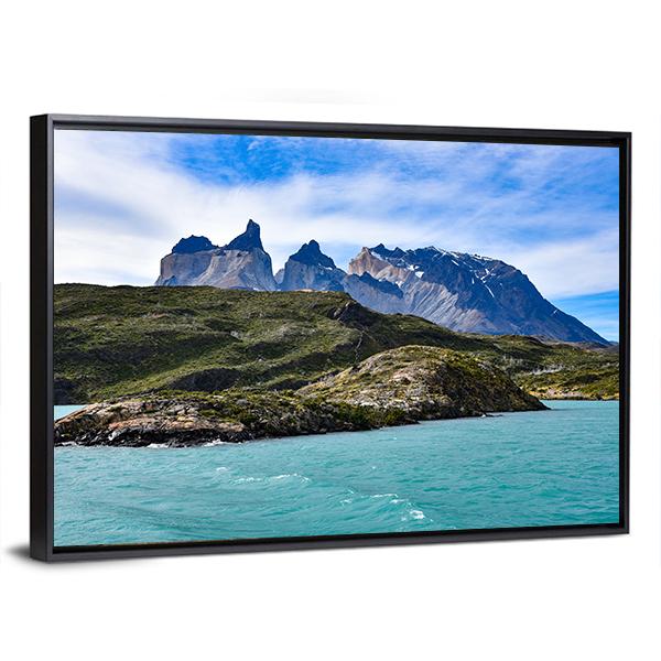 View Of Lake Pehoe Canvas Wall Art-3 Horizontal-Gallery Wrap-25" x 16"-Tiaracle