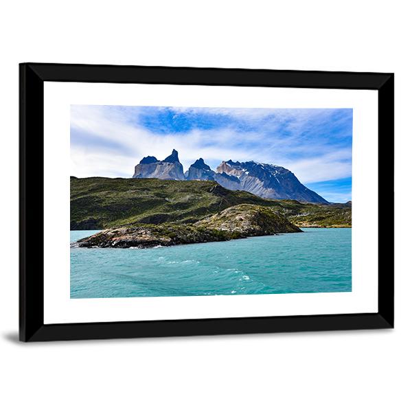 View Of Lake Pehoe Canvas Wall Art-5 Horizontal-Gallery Wrap-22" x 12"-Tiaracle