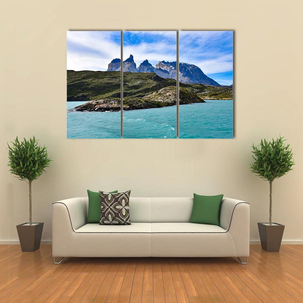 View Of Lake Pehoe Canvas Wall Art-3 Horizontal-Gallery Wrap-37" x 24"-Tiaracle