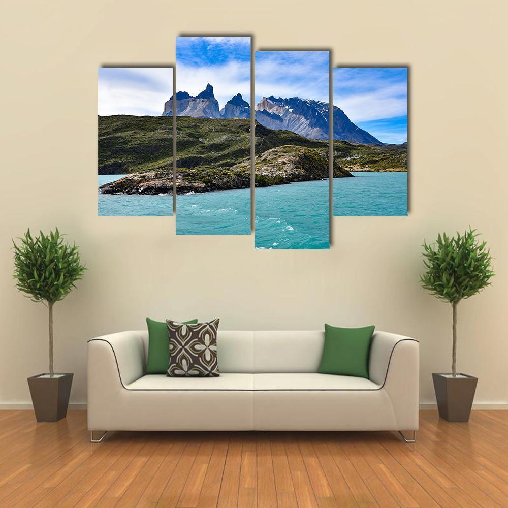 View Of Lake Pehoe Canvas Wall Art-4 Pop-Gallery Wrap-50" x 32"-Tiaracle