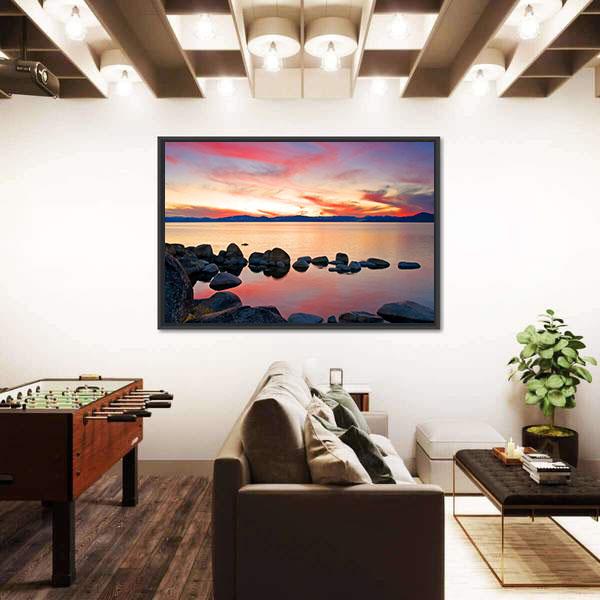 View Of Lake Tahoe At Sunrise Canvas Wall Art-5 Horizontal-Gallery Wrap-22" x 12"-Tiaracle