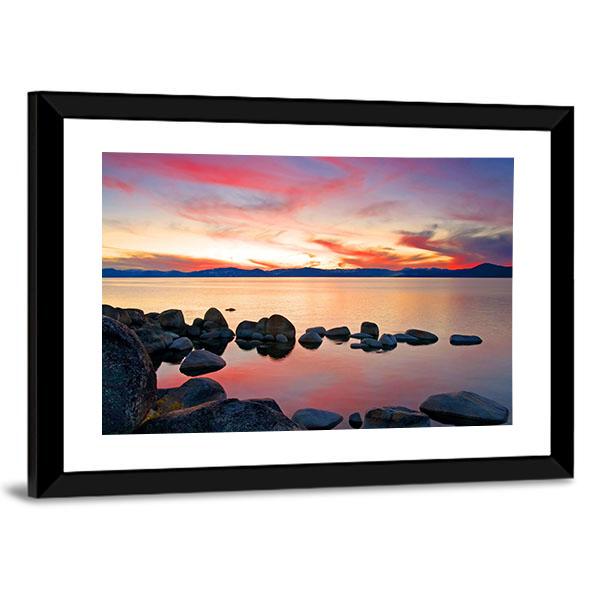 View Of Lake Tahoe At Sunrise Canvas Wall Art-5 Horizontal-Gallery Wrap-22" x 12"-Tiaracle