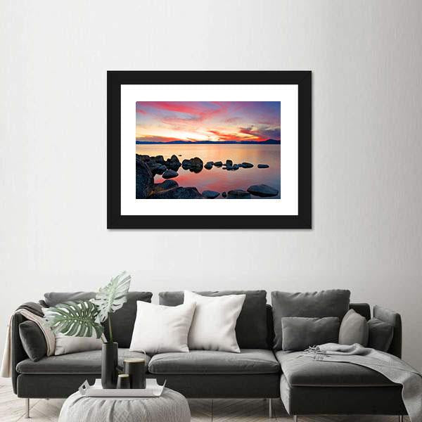 View Of Lake Tahoe At Sunrise Canvas Wall Art-5 Horizontal-Gallery Wrap-22" x 12"-Tiaracle