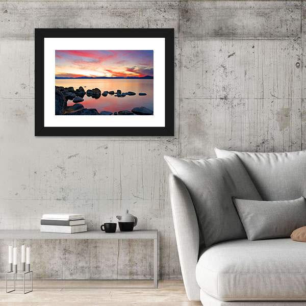 View Of Lake Tahoe At Sunrise Canvas Wall Art-5 Horizontal-Gallery Wrap-22" x 12"-Tiaracle