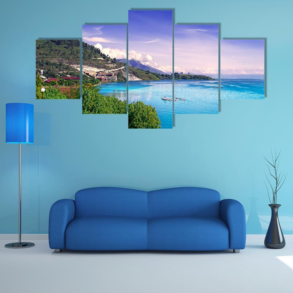 View Of Lake Toba Canvas Wall Art-5 Star-Gallery Wrap-62" x 32"-Tiaracle