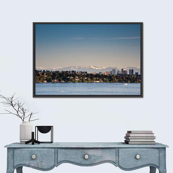 View Of Lake Washington Canvas Wall Art-1 Piece-Floating Frame-24" x 16"-Tiaracle