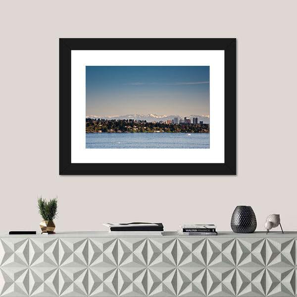 View Of Lake Washington Canvas Wall Art-1 Piece-Framed Print-20" x 16"-Tiaracle