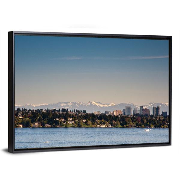 View Of Lake Washington Canvas Wall Art-3 Horizontal-Gallery Wrap-25" x 16"-Tiaracle