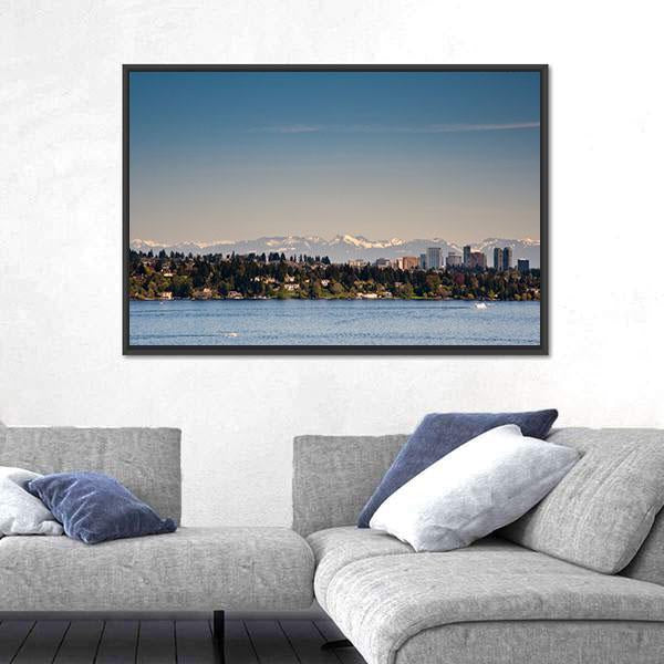 View Of Lake Washington Canvas Wall Art-3 Horizontal-Gallery Wrap-25" x 16"-Tiaracle