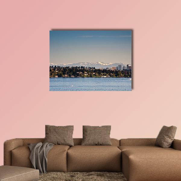 View Of Lake Washington Canvas Wall Art-1 Piece-Gallery Wrap-48" x 32"-Tiaracle