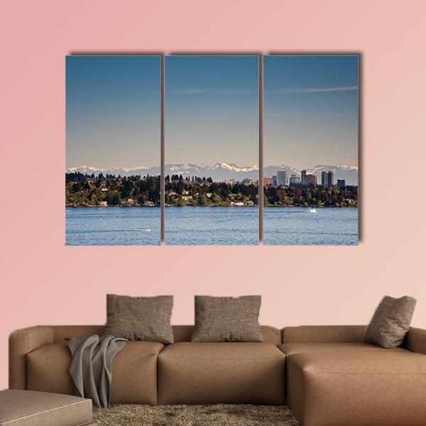 View Of Lake Washington Canvas Wall Art-3 Horizontal-Gallery Wrap-37" x 24"-Tiaracle