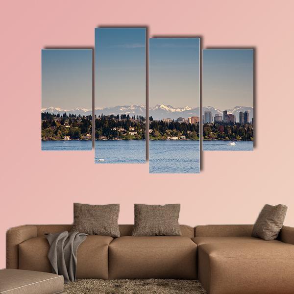 View Of Lake Washington Canvas Wall Art-4 Pop-Gallery Wrap-50" x 32"-Tiaracle