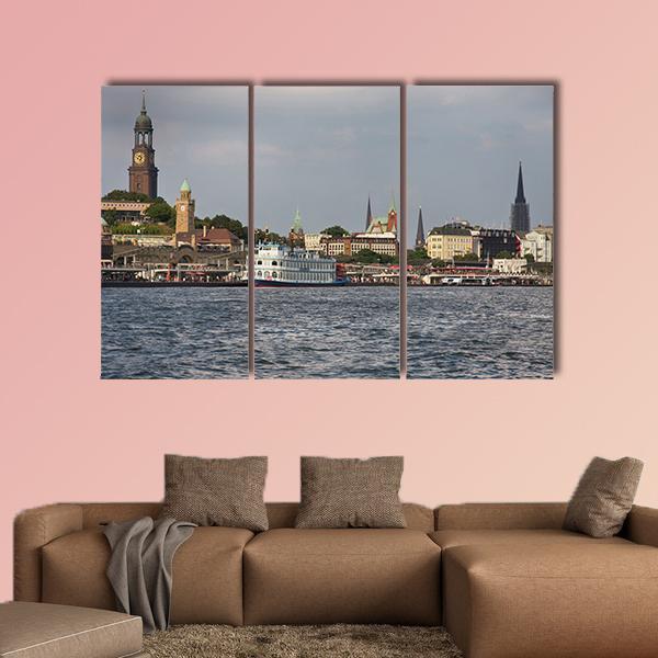 View Of Landscape Of Hamburg's tourist Harbour Canvas Wall Art-3 Horizontal-Gallery Wrap-37" x 24"-Tiaracle