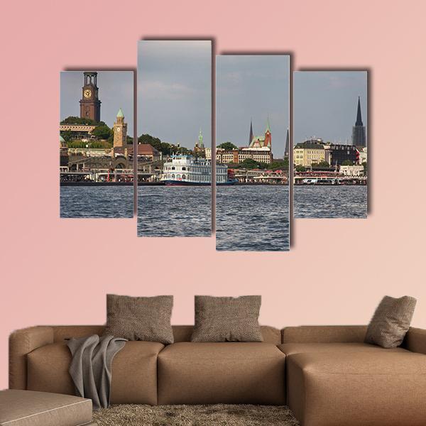 View Of Landscape Of Hamburg's tourist Harbour Canvas Wall Art-4 Pop-Gallery Wrap-50" x 32"-Tiaracle