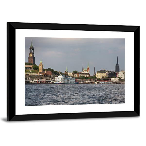 View Of Landscape Of Hamburg's tourist Harbour Canvas Wall Art-3 Horizontal-Gallery Wrap-25" x 16"-Tiaracle