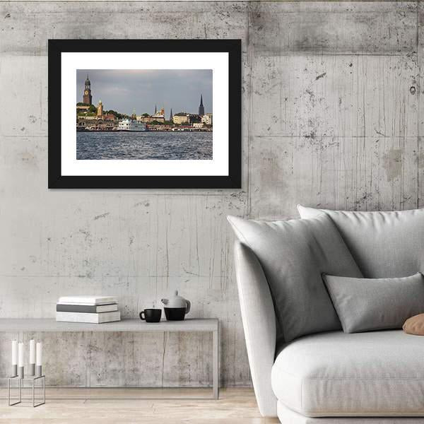 View Of Landscape Of Hamburg's tourist Harbour Canvas Wall Art-3 Horizontal-Gallery Wrap-25" x 16"-Tiaracle