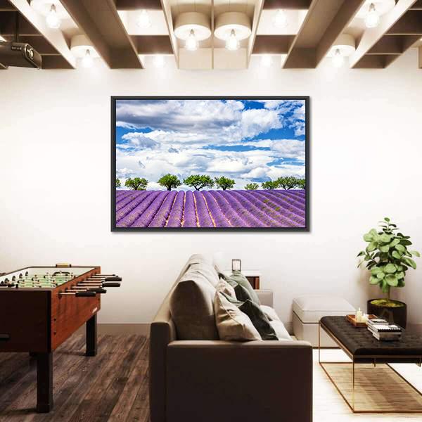 View Of Lavender Field In France Canvas Wall Art-5 Horizontal-Gallery Wrap-22" x 12"-Tiaracle