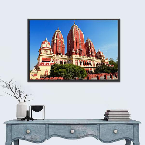 View Of Laxmi Narayan Temple In New Delhi Canvas Wall Art-1 Piece-Floating Frame-24" x 16"-Tiaracle
