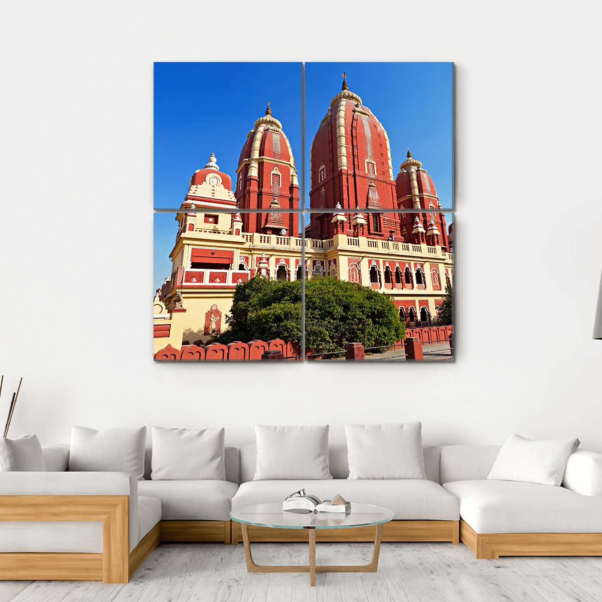 View Of Laxmi Narayan Temple In New Delhi Canvas Wall Art-4 Square-Gallery Wrap-17" x 17"-Tiaracle