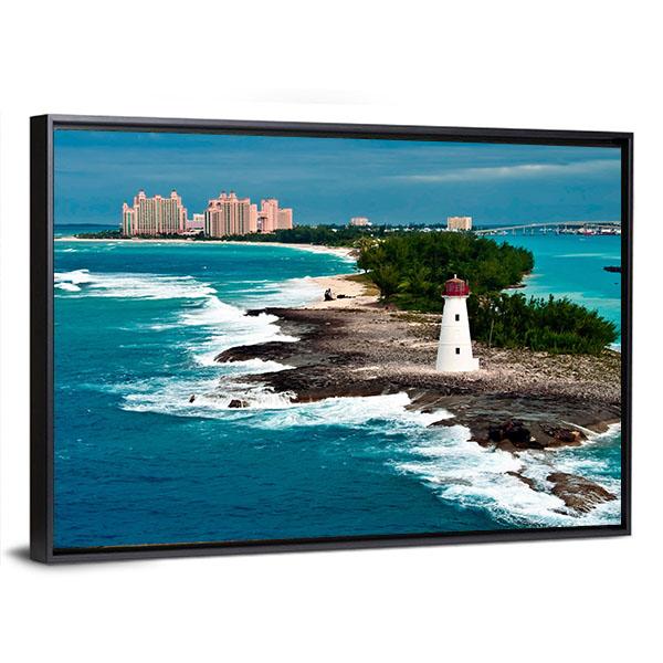 View Of Lighthouse In Nassau Panoramic Canvas Wall Art-1 Piece-36" x 12"-Tiaracle