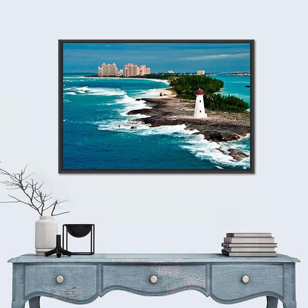 View Of Lighthouse In Nassau Panoramic Canvas Wall Art-1 Piece-36" x 12"-Tiaracle