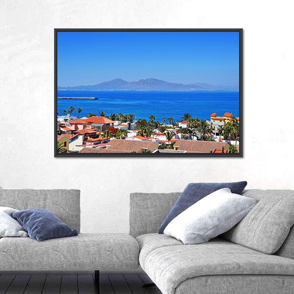 View Of Lobos Island From Corralejo Canvas Wall Art-3 Horizontal-Gallery Wrap-25" x 16"-Tiaracle