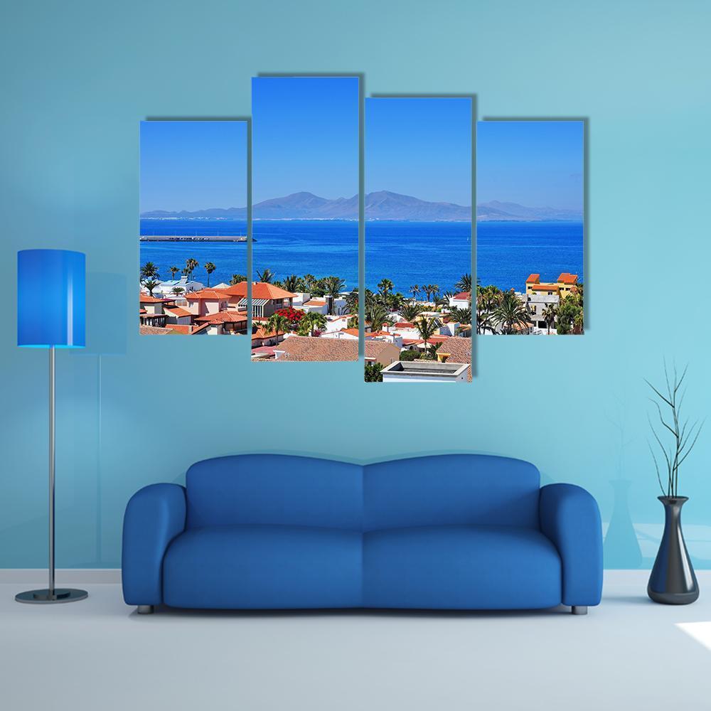 View Of Lobos Island From Corralejo Canvas Wall Art-4 Pop-Gallery Wrap-50" x 32"-Tiaracle