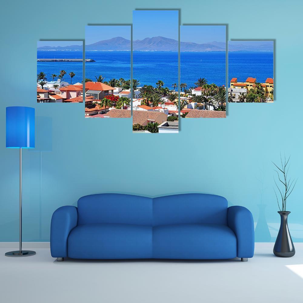 View Of Lobos Island From Corralejo Canvas Wall Art-5 Star-Gallery Wrap-62" x 32"-Tiaracle