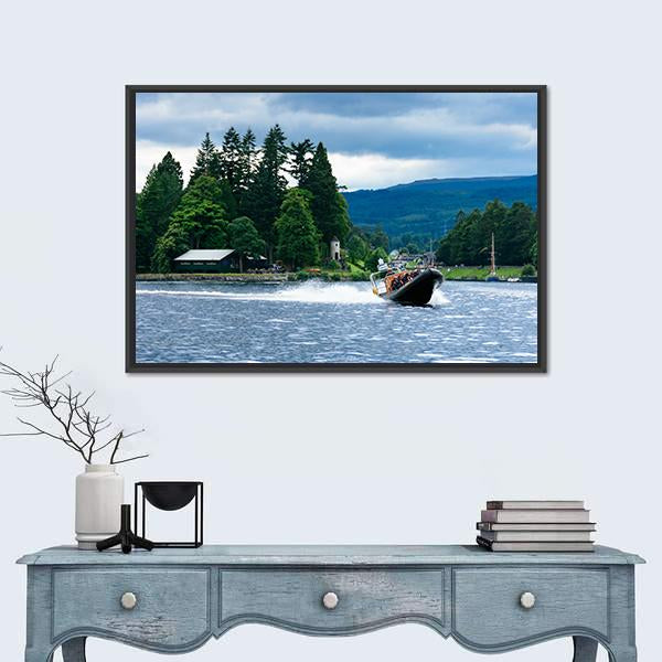 View Of Loch Ness In Scotland Canvas Wall Art-1 Piece-Floating Frame-24" x 16"-Tiaracle