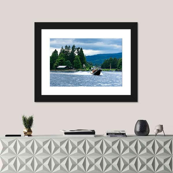 View Of Loch Ness In Scotland Canvas Wall Art-1 Piece-Framed Print-20" x 16"-Tiaracle