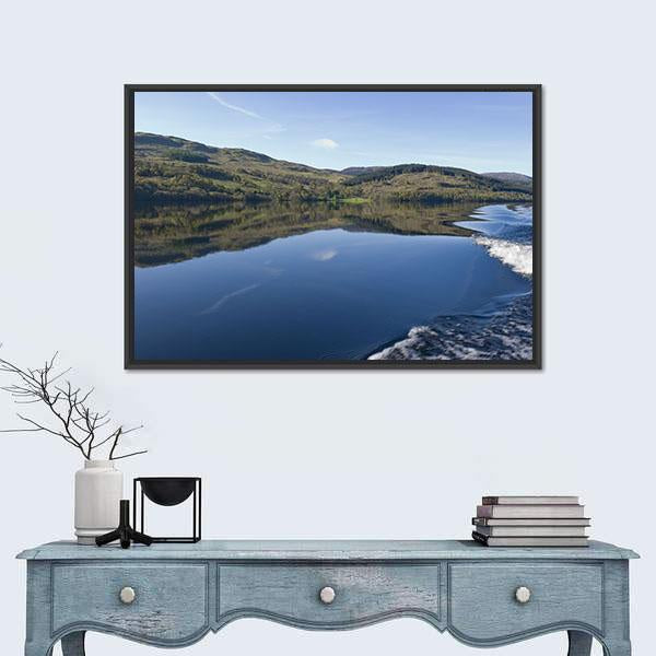 View Of Loch Tay From Power Boat Canvas Wall Art-1 Piece-Floating Frame-24" x 16"-Tiaracle